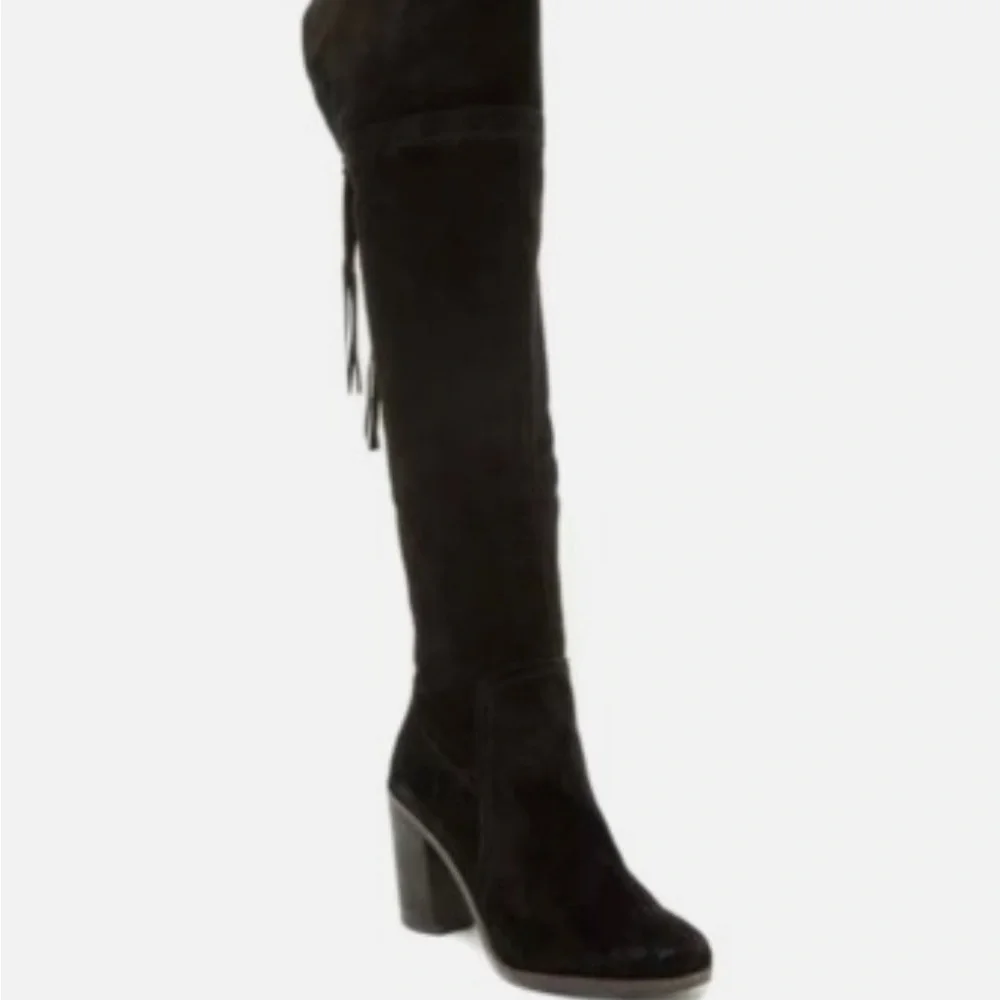 Franco Sarto Black Suede Over the Knee Ellyn Boots 7.5
